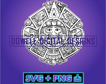 Aztec Calendar Face - Download istantaneo - SVG - PNG - Stampa, Taglia file, Svg per cricut, aztec svg