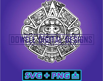 Aztec Calendar Face - Download istantaneo - SVG - PNG - Stampa, Taglia file, Svg per cricut, aztec svg