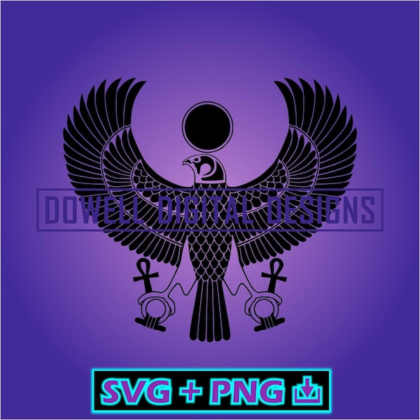 Horus Falcon - Egyptian God - Instant Download - SVG - PNG - Print, Cut File, Silhouette