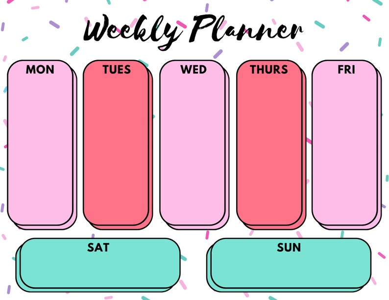 Confetti Weekly Planner Printable, Instant Download, Commercial Use ...