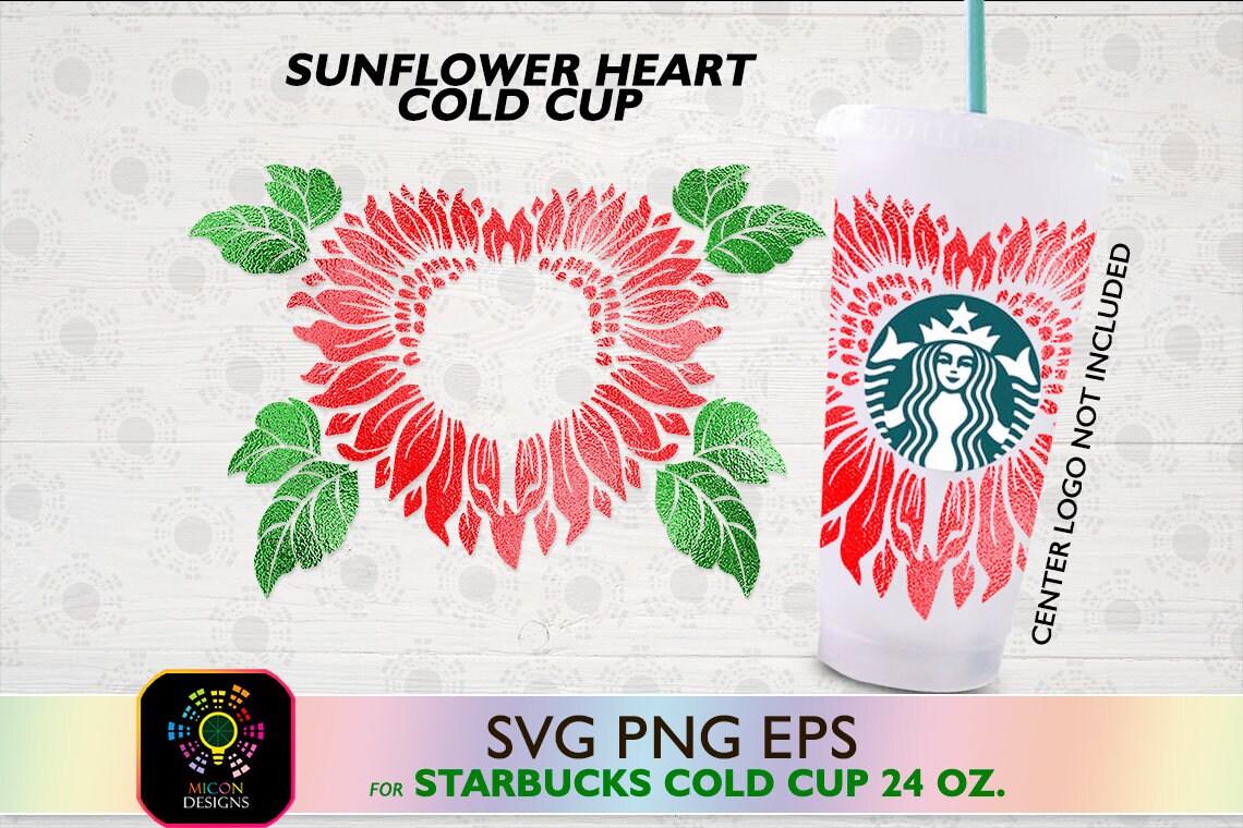 Download Sunflower Hearts SVG Wrap for Starbucks Cold Cup 24 Oz | Etsy