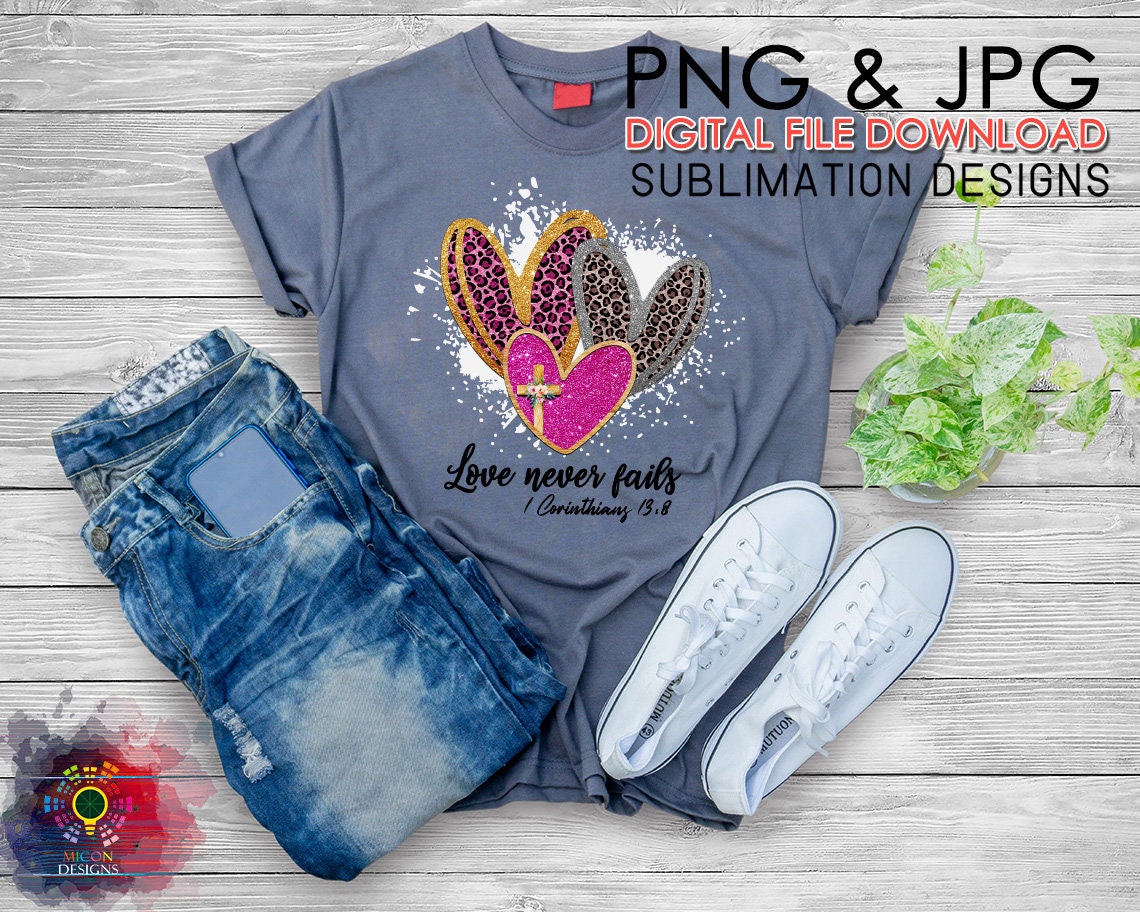 Love Never Fails Leopard Glitter Png Sublimation Designs | Etsy