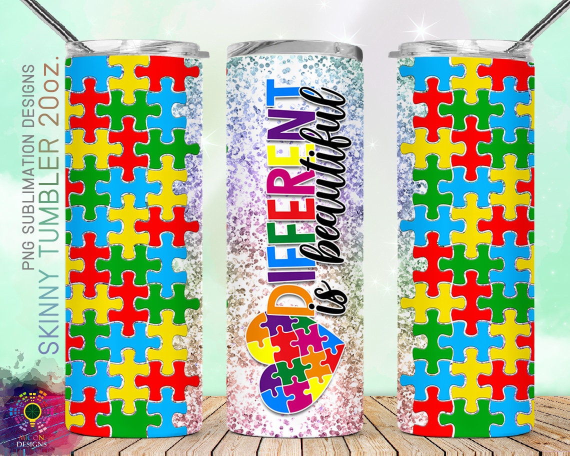 20oz Skinny Tumbler Autism Awareness PNG Sublimation Design Etsy