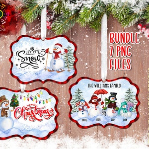 Christmas Snowman Family Benelux Ornament Bundle 7 PNG Sublimation Template, Christmas Family Ornament Sublimation Designs Instant Download