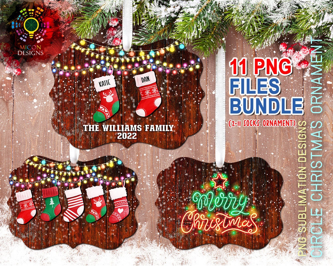 Personalized Family Christmas Socks Benelux Ornament Bundle Etsy