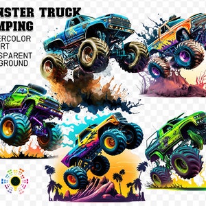 Monster Truck Jumping PNG Files Bundle, Monster Truck Sublimation Designs, Monster Truck Clipart, Extreme Vehicle Digital Instant Download