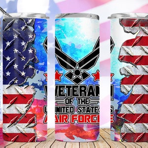 20oz magere beker veteraan van de Amerikaanse luchtmacht PNG-sublimatieontwerpen, vlag van de VS, Amerikaanse militaire beker recht/vervormd png-download