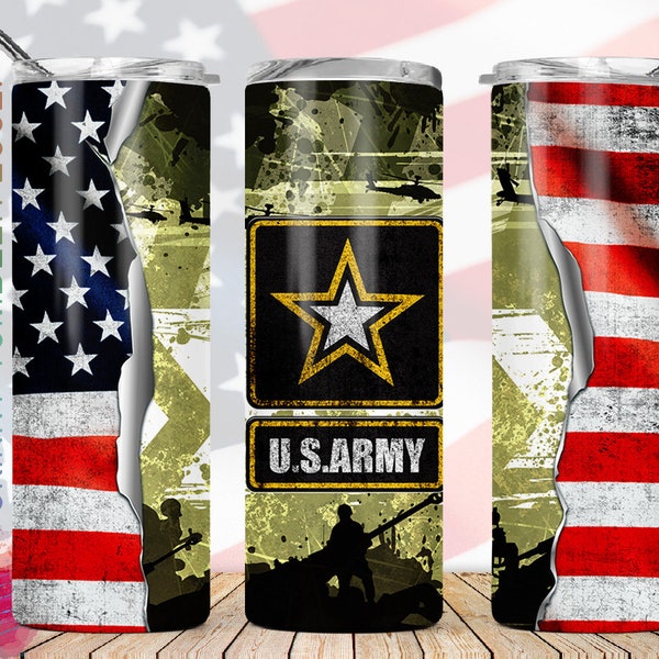 20oz Skinny Tumbler U.S. Army American Flag PNG Sublimation Designs, USA Flag Veteran Military Army Tumbler Wrap Png Files Digital Download