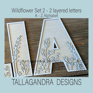 WILDFLOWER No 2 Alphabet Set / 2 camadas - 26 letras completas / arquivo SVG