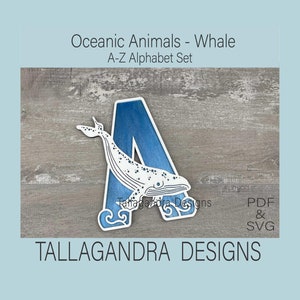ANIMAIS OCEÂNICOS - BALEIA - Conjunto de alfabeto de A a Z + Números - Arquivo Svg