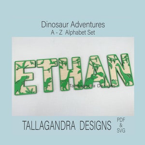 AVENTURAS DE DINOSAURIO - 26 letras completas del alfabeto A-Z / Archivos SVG