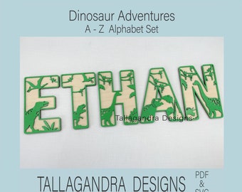 DINOSAUR ADVENTURES - Full 26 alphabet letters A-Z / SVG Files