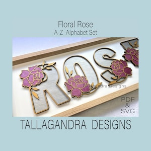FLORAL ROSE - Full 26 Alphabet Letters / Numbers (0-9) / SVG File