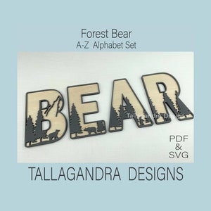 ORSO DELLA FORESTA - Set alfabeto dalla A alla Z - File in formato SVG