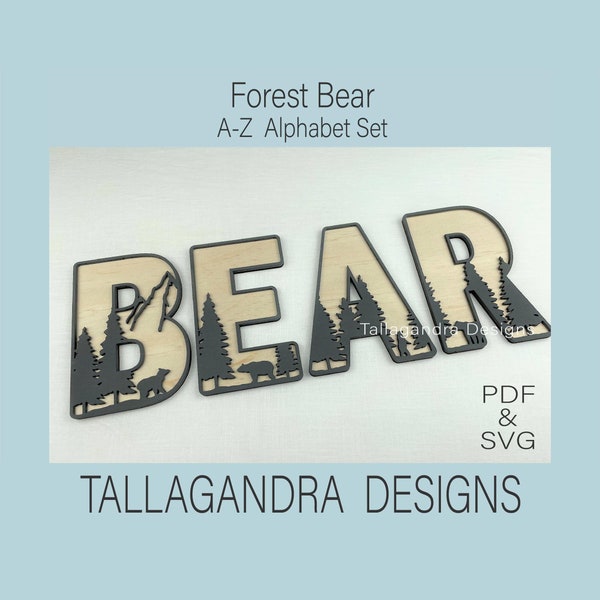 FOREST BEAR - A to Z Alphabet Set - SVG File