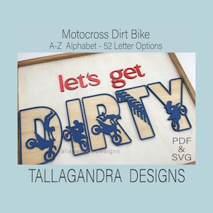 Dirt Bike / Motocross / Moto - Conjunto de alfabetos de la A a la Z - Archivo SVG