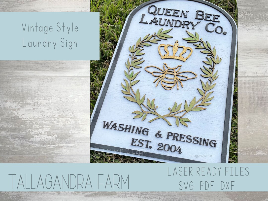 Vintage Style Queen Bee Laundry Sign SVG File - Etsy