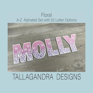 FLORAL ALPHABET - 52 letter options  / SVG Files