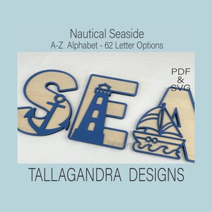 MARES NÁUTICOS - Conjunto de alfabeto de A a Z (opções de 62 letras) - Arquivo SVG