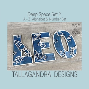 DEEP SPACE Set 2 - 26 letras completas del alfabeto A-Z y números 0-9 / Archivos SVG