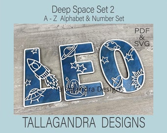 DEEP SPACE Set 2 - Full 26 alphabet letters A-Z and Numbers 0-9 / SVG Files