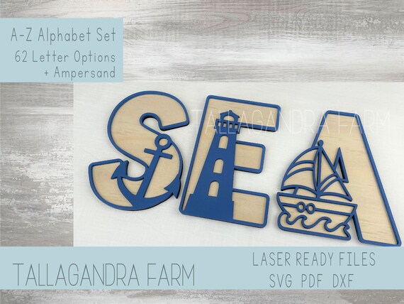 NAUTICAL SEAS A to Z Alphabet Set 62 Letter Options SVG - Etsy