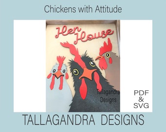 Chickens with Attitude / Laser SVG File