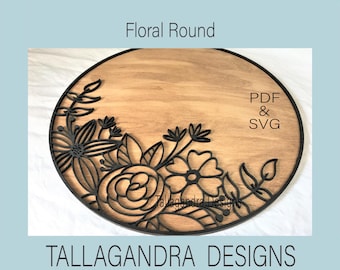 Floral Wreath Round Laser SVG File -2 formats included