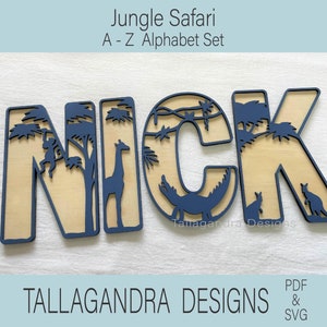 SAFARI JUNGLE - 26 letras do alfabeto completas / arquivos SVG