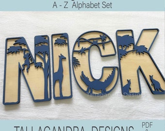 SAFARI JUNGLE - Full 26 alphabet letters / SVG Files