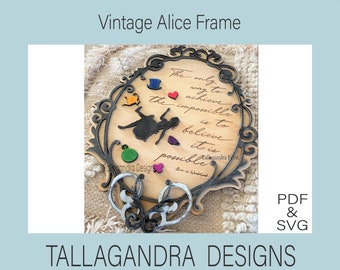 Alice Vintage Frame Quote / Lewis Carroll Artwork - SVG File