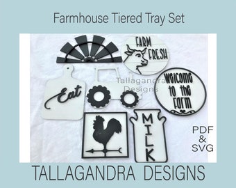 Farmhouse Tiered Tray Mini Sign Set / Laser SVG File