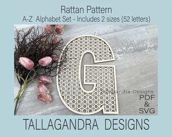 Rattan Letters 2 Sets | A-Z Alphabet Letter set - Laser SVG File