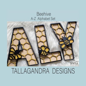 Conjunto de alfabeto BEEHIVE - 26 letras completas / archivo SVG