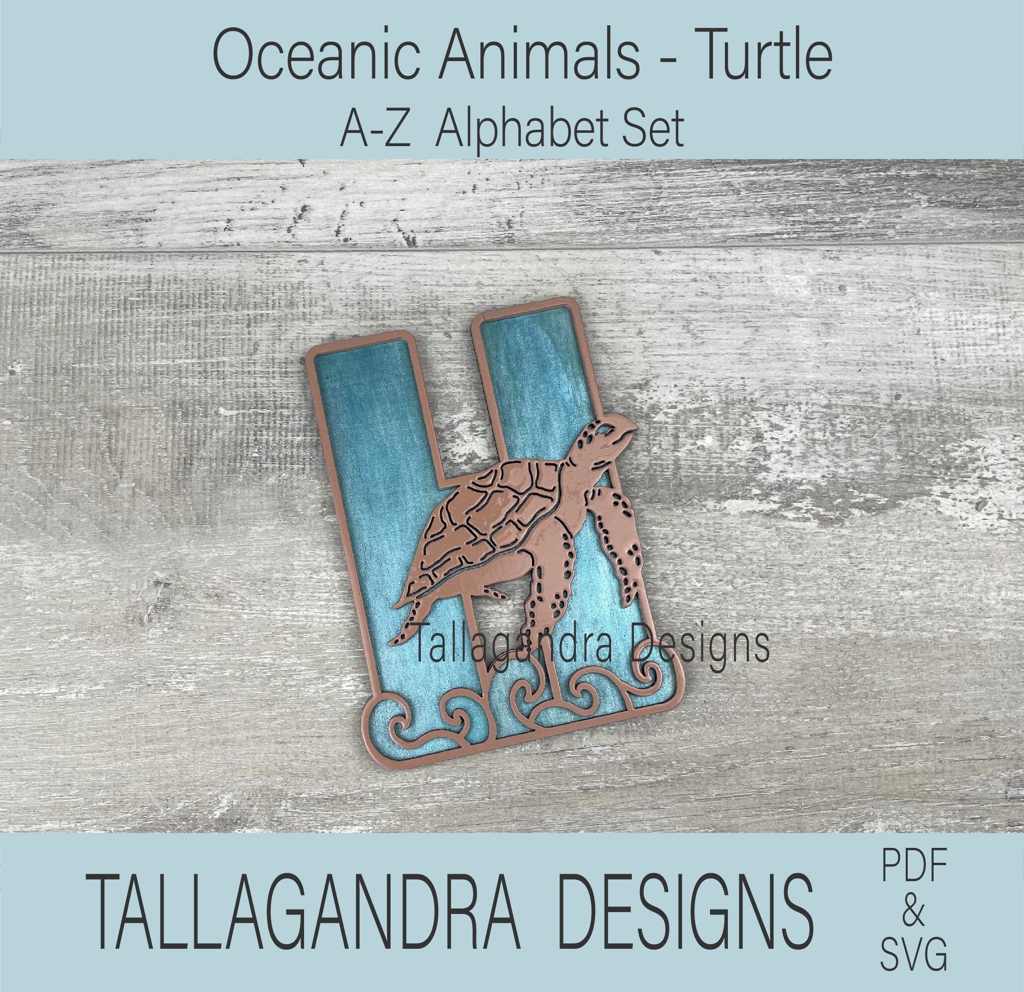 OCEANIC ANIMALS - TURTLE - A to Z Alphabet Set + Numbers - Svg File - Etsy