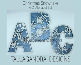 SNOWFLAKE ALPHABET A to  Z Alphabet Set - SVG File