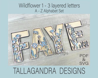 WILDFLOWER  Alphabet Set - Full 26 Letters / SVG File