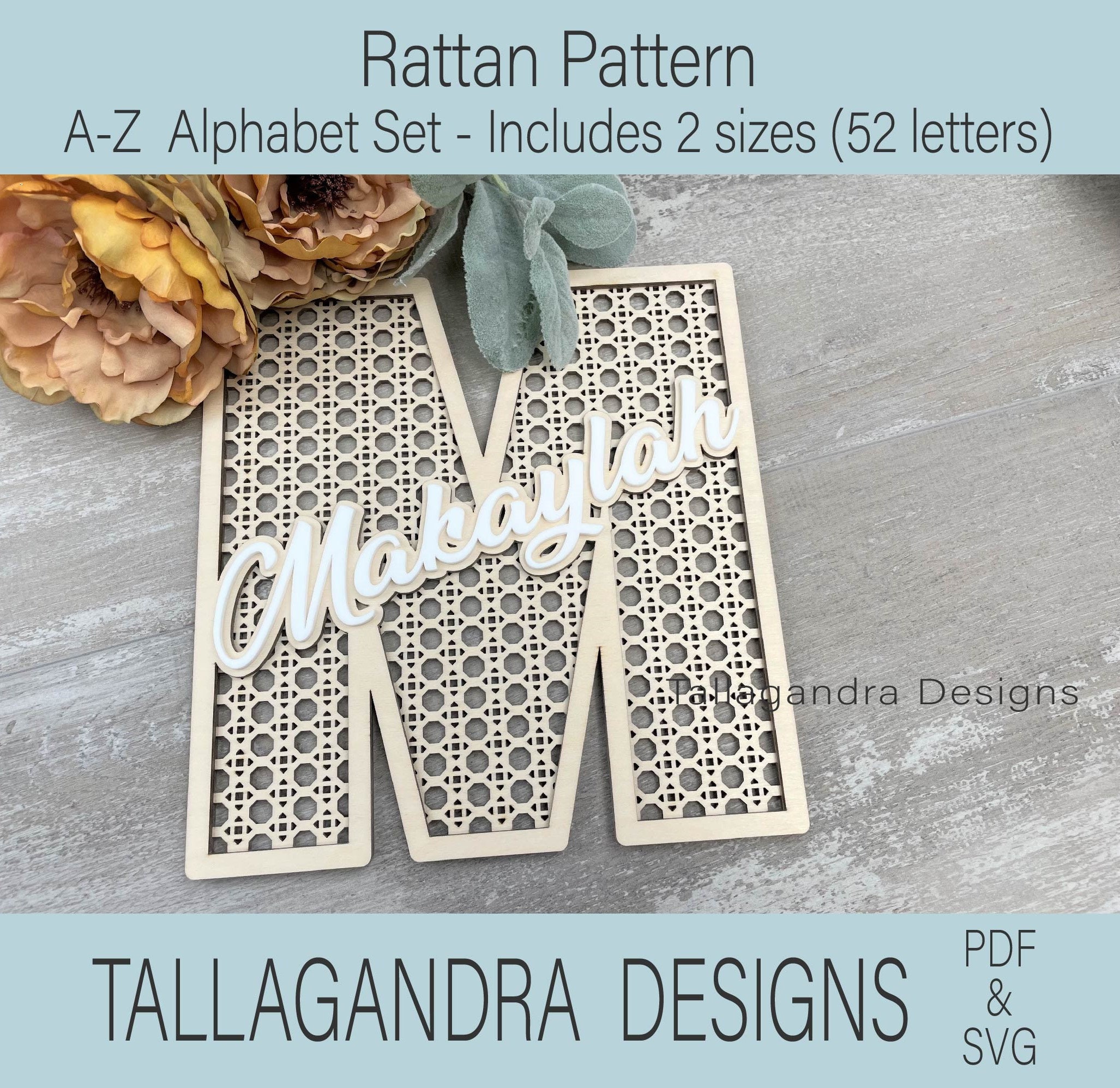 Rattan Letters 2 Sets | A-Z Alphabet Letter Set - Laser SVG File - Etsy