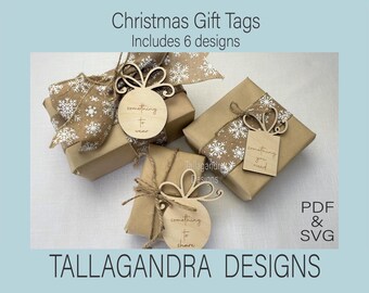 Christmas Gift Tag Ornaments / Minimalist Gift Tags - Laser File / SVG
