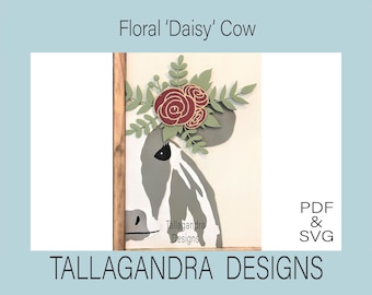 Kon Daisy / Blommig Ko / Laser SVG-fil