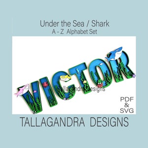 Under the Sea / Baby Shark - 26 letras del alfabeto completo A-Z / Archivos SVG