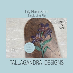 Linha única arquivo do laser do LILY BRANCH/arquivo SVG floral da flor de Lillium