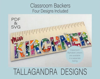 CLASSROOM BACKER - Set of 4 sign backers - Apple / Ruler / Pencil / Book  - SVG File