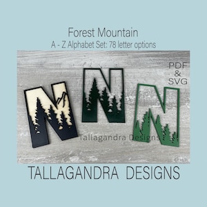 FOREST MOUNTAINS Alphabet Set - 78 Opciones de letras - 2 o 3 letras en capas - Letras A-Z / Archivo SVG
