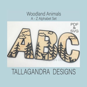 ANIMALES DEL BOSQUE - Conjunto de alfabetos de la A a la Z - Archivo SVG