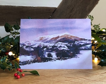 Christmas Card: Print from Original Painting Corndon Hill,Powys on the Shropshire Border,Original Christmas Card,Print of Original Art Card