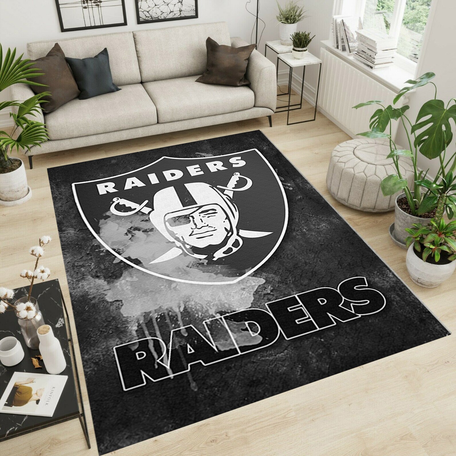 Las Vegas Raiders Inspired Rug Carpet Area Rug Home Etsy
