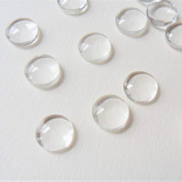 ROUND GLASS CABOCHON 10mm x 10/30pcs Small glass dome cabochon. Transparent stone Clear stone Clear glass gem stone. Rund glas cabochon 1cm