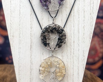 Tree of Life Pendant, Handmade Amethyst Tree of Life, Smoky Quartz Tree of Life, Citrine Tree of Life,