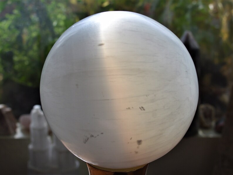 4.5 Selenite Crystal Sphere, Healing Crystal, Selenite Crystal Ball, Home Décor Selenite Ball, Spiritual Witch Crystal Ball image 1
